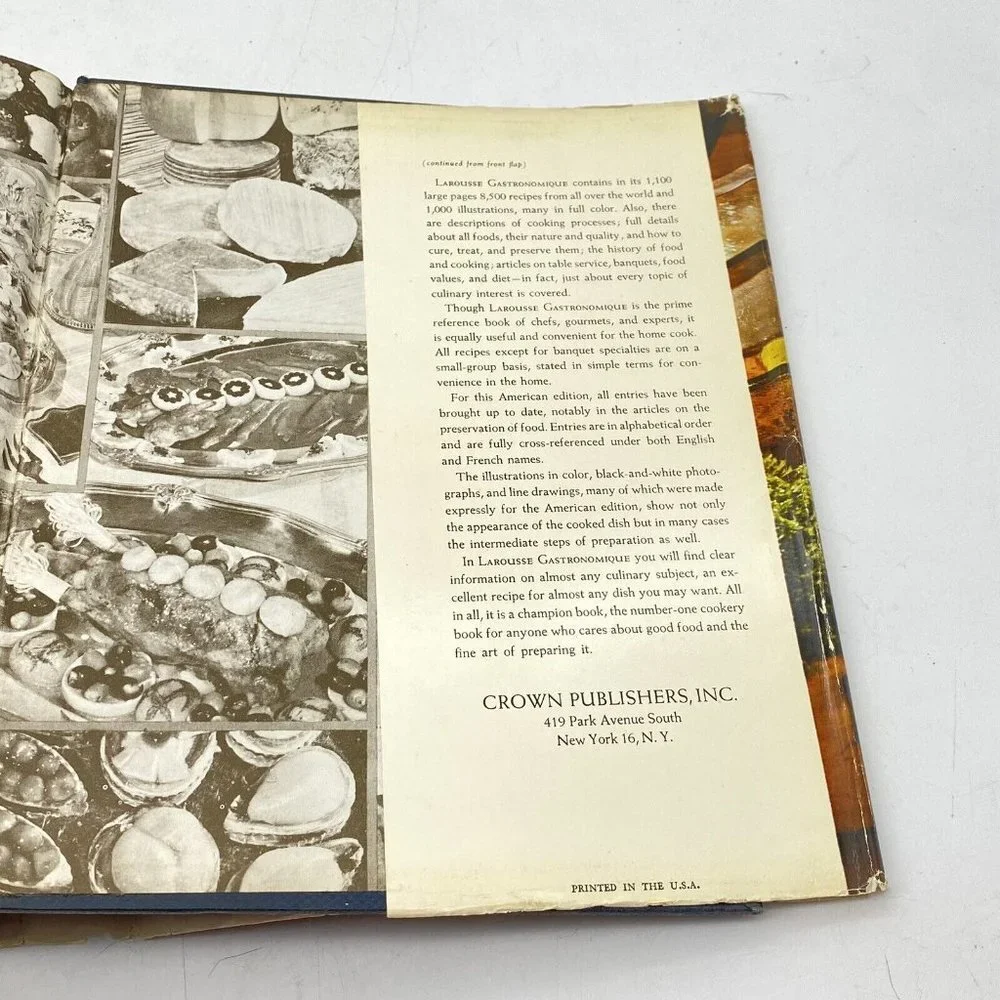 VTG 1965 Larousse Gastronomique Crown Publishers Cookbook 1961 First‎ Edition